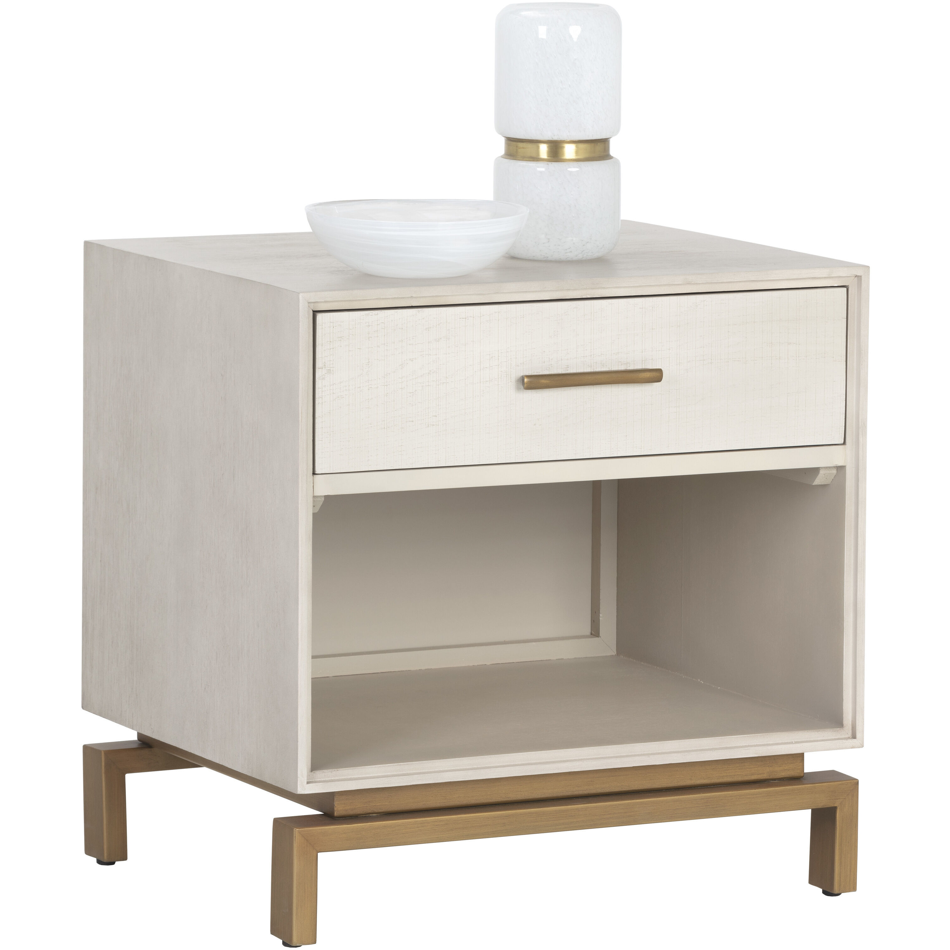 Valencia 24 X 23.5 inch Taupe / Brass Night Stand
